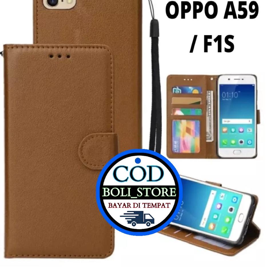 Tinggi Peminat CASING / CASE KULIT FOR OPPO F1S  OPPO A59 - CASING DOMPET- COVER -SARUNG HP