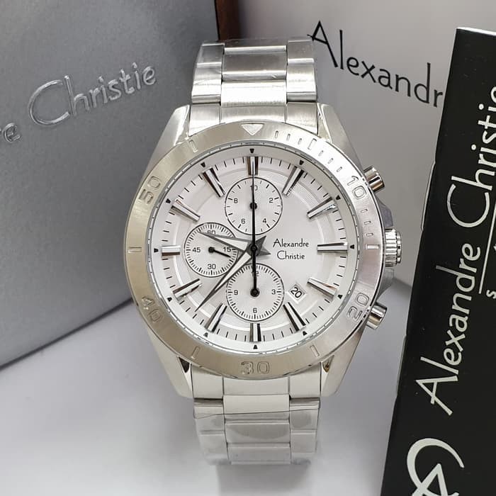 JAM TANGAN PRIA ALEXANDRE CHRISTIE AC 6525 / AC6525 SILVER WHITE ORIGINAL
