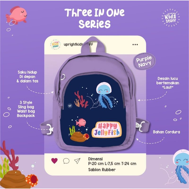 Tas Sekolah Anak Three In One Series Lilac