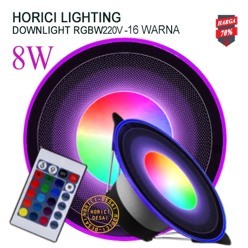 MEREK HORICI ASLI 8W LAMPU DOWNLIGHT, LAMPU KENDALI JARAK JAUH RGB, RGBW  RGB WARNA WARNI