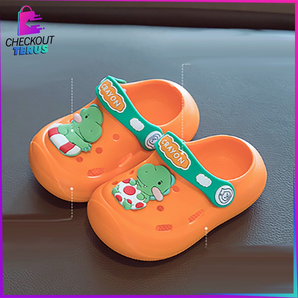 CT S39 Sandal Sepatu Anak Dengan Tali Belakang Bahan EVA Motif Dinosaurus Lucu Anti Slip Waterpoof Import Cute Slipper Baby Gemoy