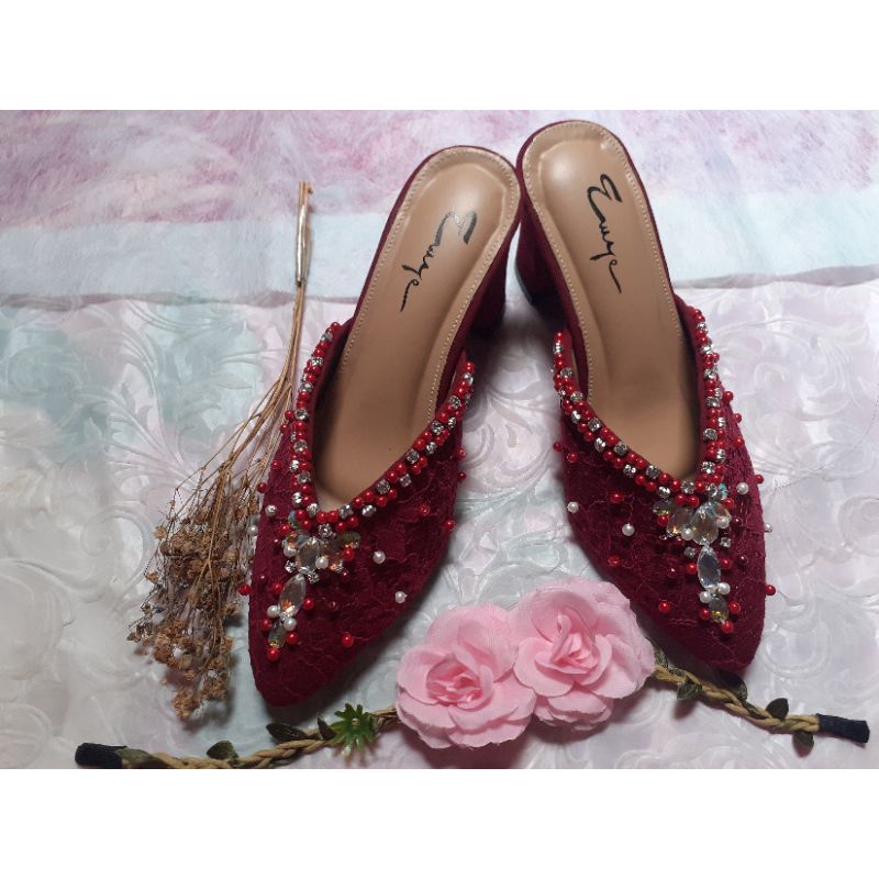 Sepatu Brokat Pengantin Wanita |Sepatu Wisuda|Selop Pengantin Murah|Sepatu Nikah|Sepatu Brokat Wanit