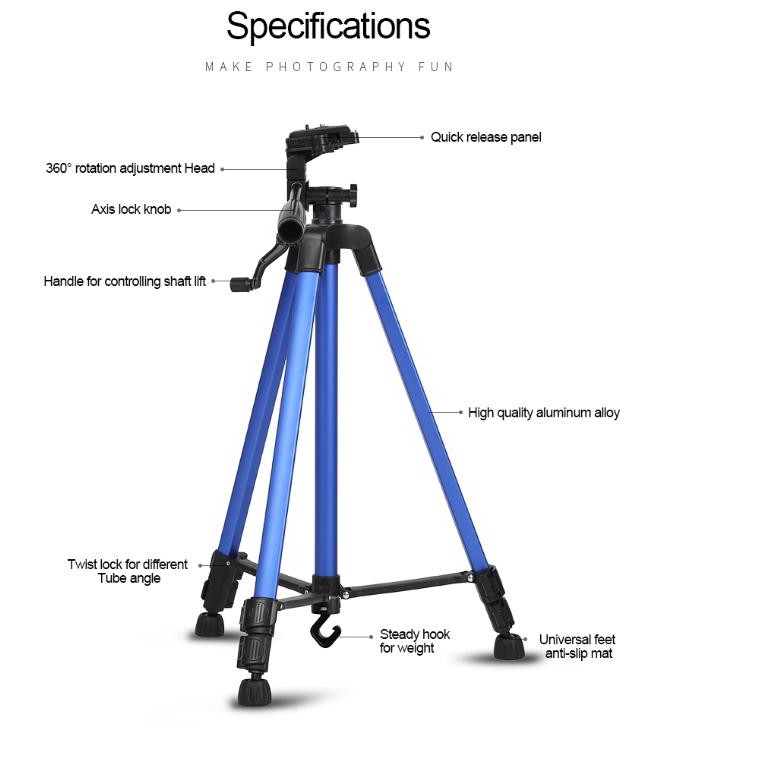 Tripod Color Portabel Live Selfie 3366 Tripod Stand Kamera DV SLR Self, Timer Full Light Bracket