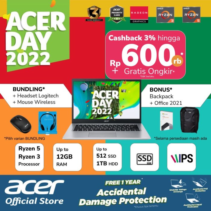 {MahesStore} Acer Aspire 3 Slim A314-22 Ryzen 3-3250U 8GB/4GB 256 SSD W10 OHS - 4GB256GB NONBUNDLING Berkualitas