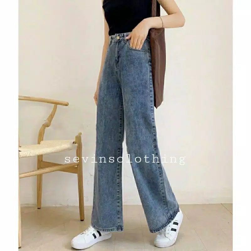 High Waist Jeans Kulot / Celana Jeans Kulot High Waist