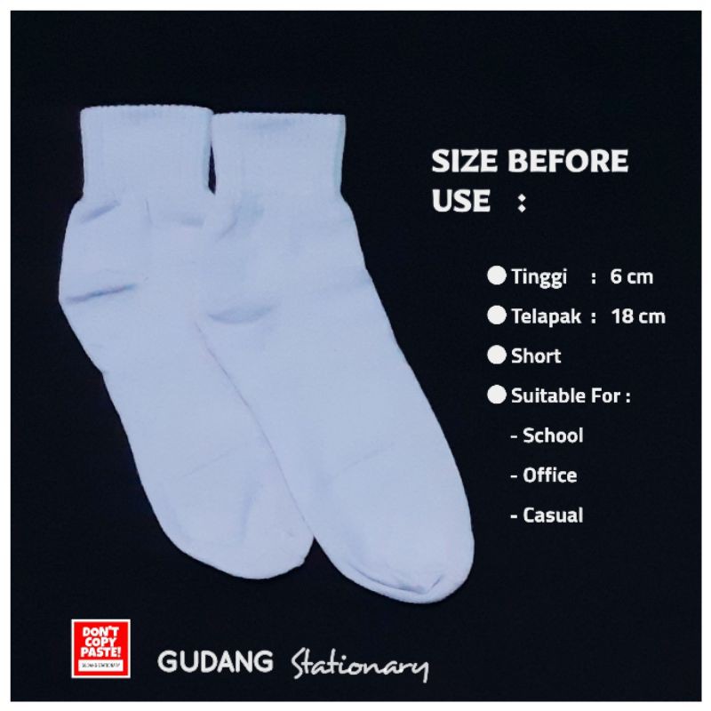 Kaos Kaki Pendek School Putih Polos