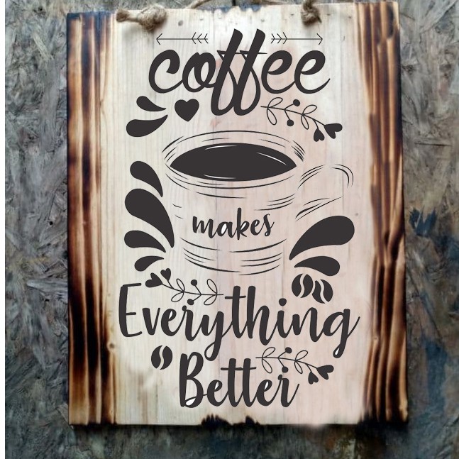 LUKISAN KAYU COFFE KOPI CAFE HIASAN DINDING KAFE KAFE RESTO KITCHEN RUANG TAMU KAMAR VINTAGE