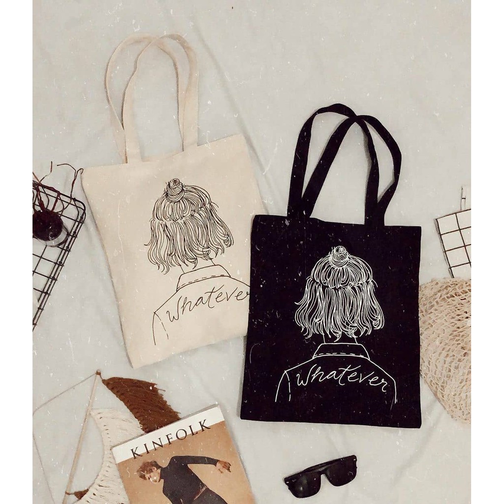TAS_BDG - TOTEBAG WHATEVER SUDAH PAKAI RESLETIING