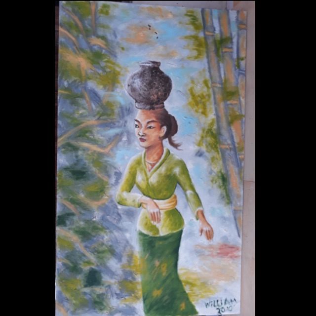 

Lukisan Wanita pembawa Kendi, Cat Minyak diatas Kanvas uk 100 x 60 cm