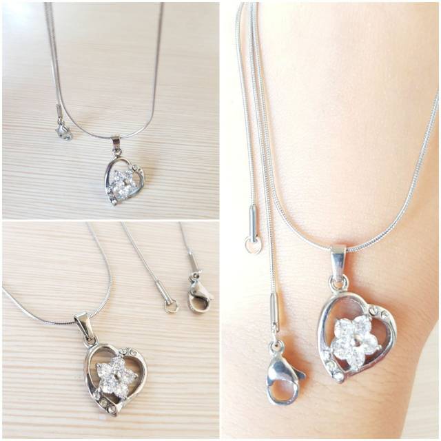 Kalung Import Titanium Love Antikarat Selamanya white