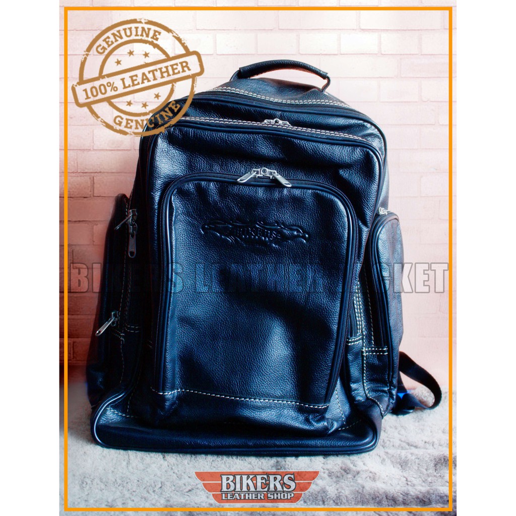 Bikers Backpack LBG009 Kulit Sapi [ 100% KULIT ASLI ] - Tas Ransel Kulit