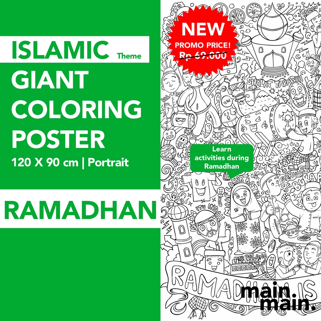 

[RAMADHAN] ISLAMIC Giant Coloring Poster - Kertas Mewarnai SUPER BESAR (120x90cm)