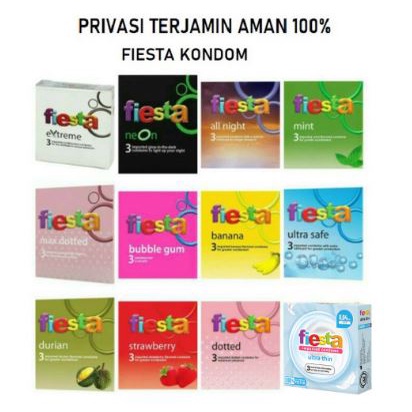 [MD] Fiesta Kondom All night Delay Durian BubbleGum Banana Strawberry Neon Ultrasafe DLL Kondom Fies