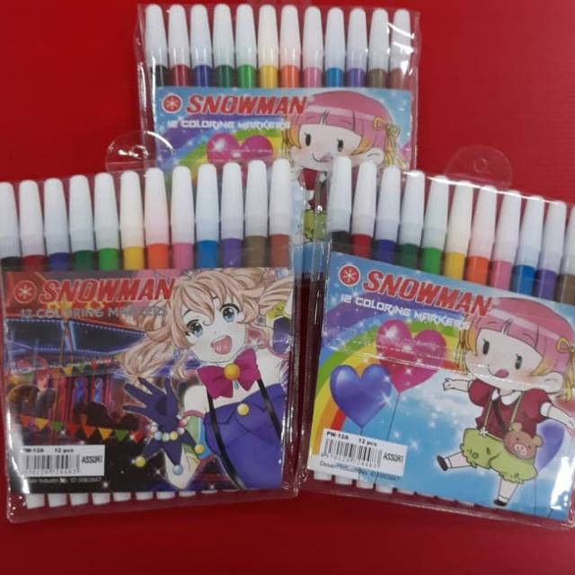 Spidol 12 Warna Snowman / Spidol kecil / 12 colours colouring marker snowman