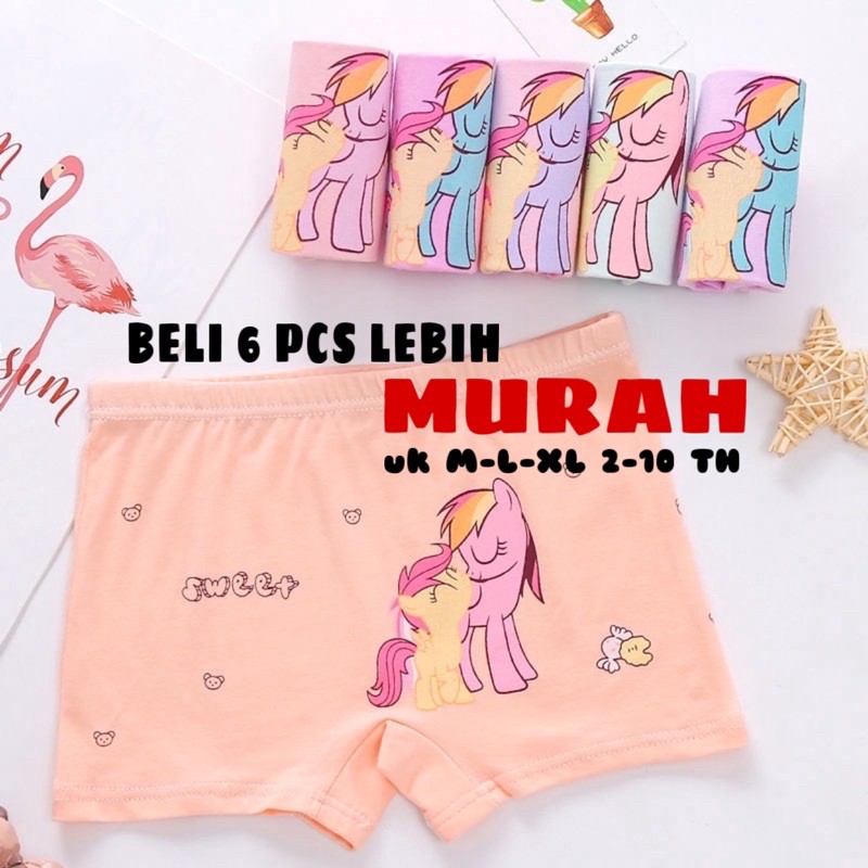 6 PCS CD CELANA DALAM BOXER ANAK PEREMPUAN LITTLE PONY 2-10TH / CD BOXER ANAK PEREMPUAN LUSINAN