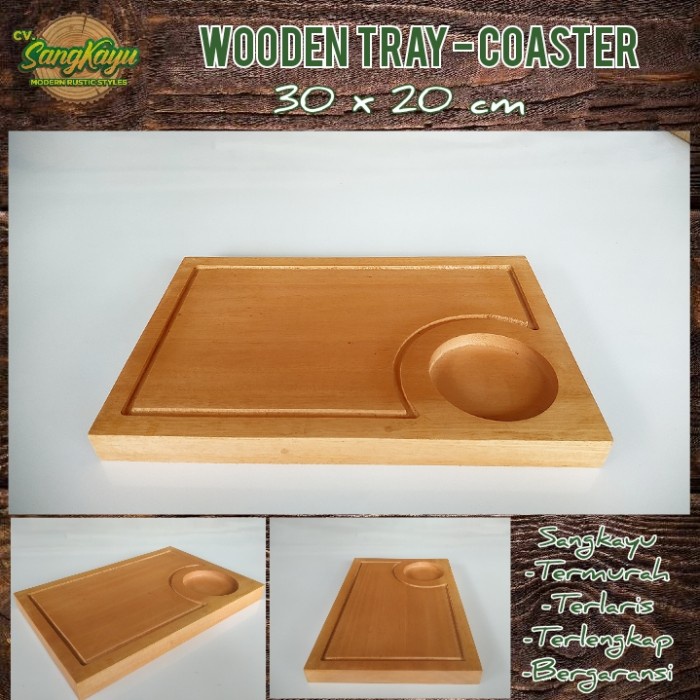 Nampan kayu jati mahoni Wooden coaster kayu talenan piring saji 003 - Kayu mahoni