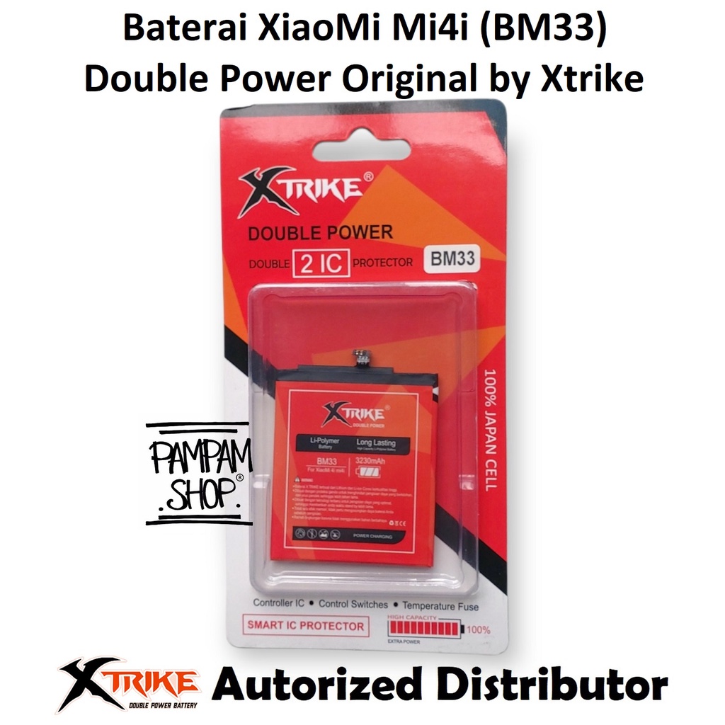 Baterai Xtrike Double Power Original XiaoMi Mi4i BM33 Mi 4i Batre Batrai Battery Handphone HP Ori