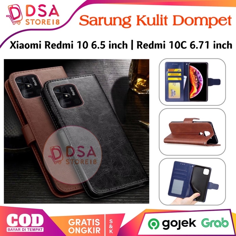 Case Redmi 10 / Casing Redmi 10C / Leather Case Flip Cover Wallet Dompet Hp Casing Kulit