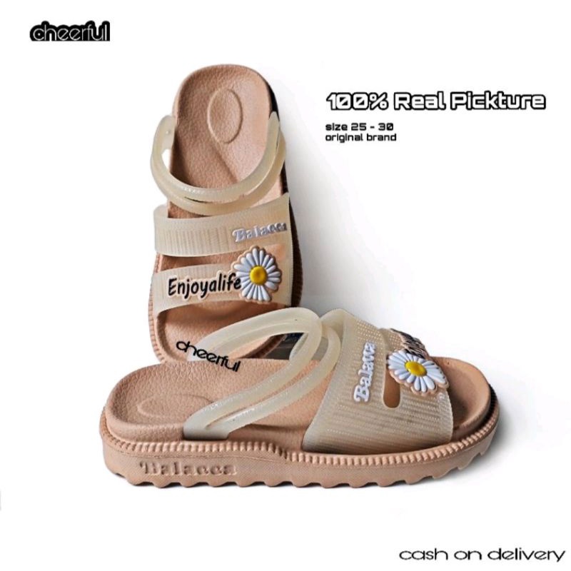 Sandal Karet Anak Perempuan Balacca Bunga 044k UK 25-30 Ready Stok