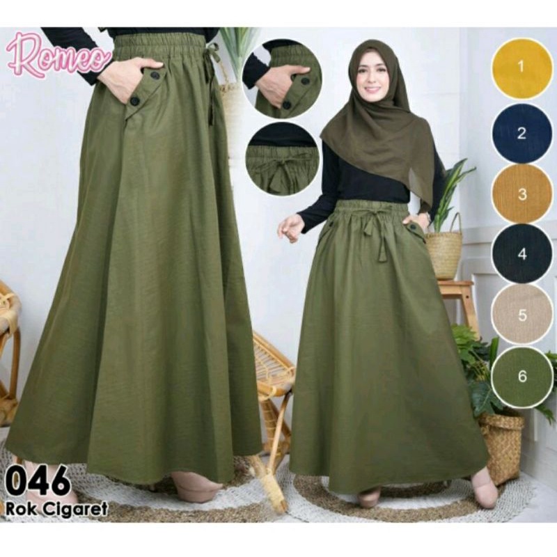 Rok payung katun cigaret/rok lebar katun/rok payung jumbo