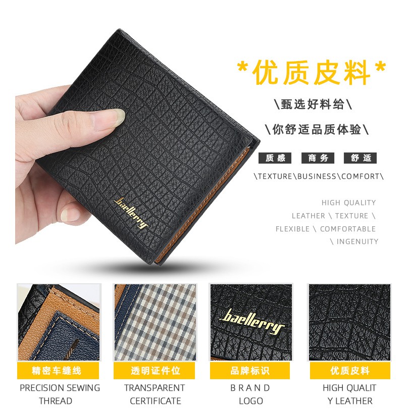 DOMPET LIPAT PRIA BAELLERRY IMPORT ORIGINAL HITAM KULIT CROCO STEVEN WA132B5 PREMIUM TIDUR PENDEK