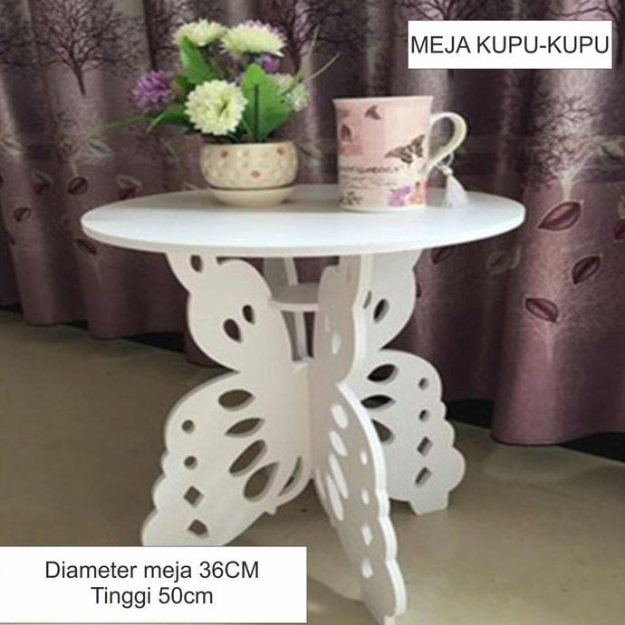 Coffe Table Butterfly Bulat Minimalis Meja Sudut Putih Kecil Mini Rakitan