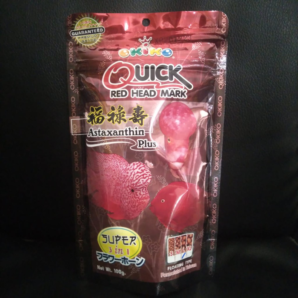 PELET OKIKO QUICK RED HEAD MARK | PELET IKAN LOUHAN 100 GR SIZE L