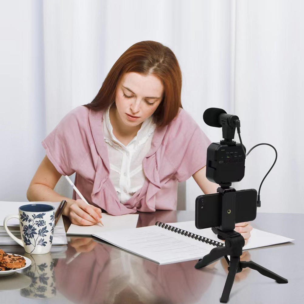 Vlogging Kit Paket Vlog 5in1 AY49 LED Light Tripod Phone Holder Microphone Remote Shutter