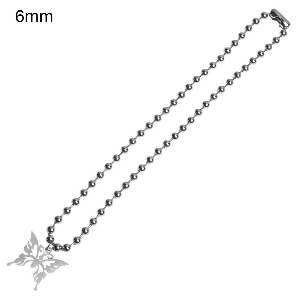 Lily Butterfly Pendant Kalung Fashion Stainless Steel Gothic Rock Boho Perhiasan Rantai Bola