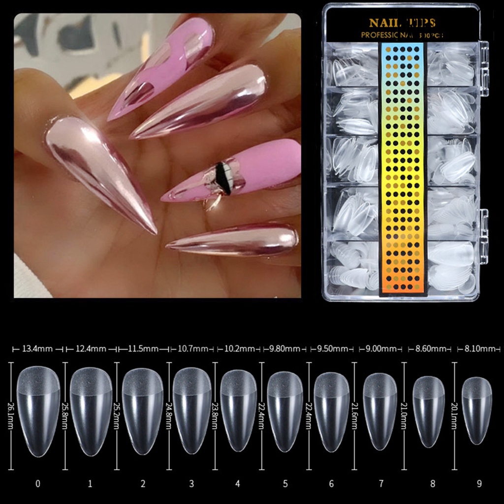 Providence 500Pcs Clear Frosted C Curved False Nail Tips Fingernail DIY Manicure Art Decor