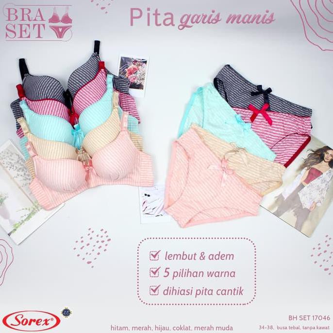 Bra Set Bra Setelan Sorex Tanpa Kawat Busa Tebal 34-38 Sorex 17046 - 34