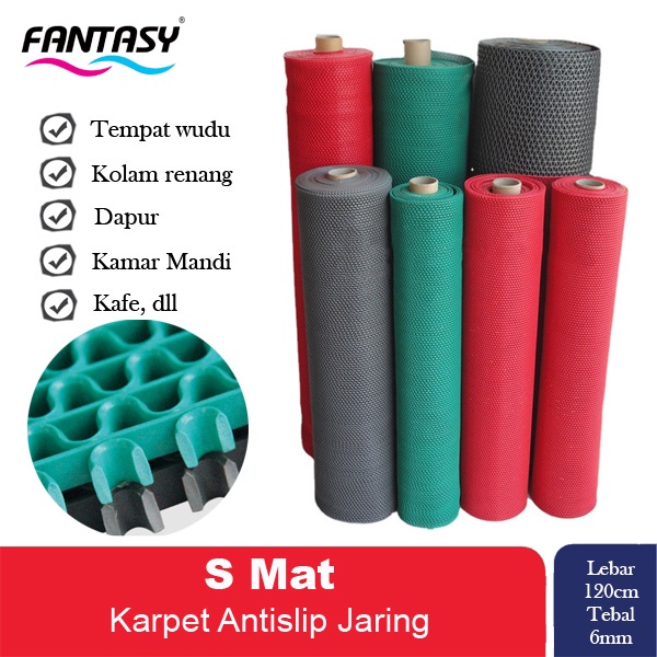 Karpet Keset PVC Jaring Kamar Mandi S-mat Karpet Masjid Kolam Renang Antislip