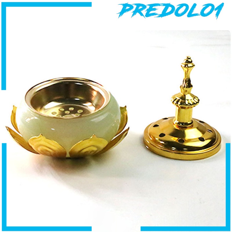 [PREDOLO1] Lotus Incense Burner with Removable Lid Cone Coil Holder Censer Ornament Indoor Bedroom Meditation