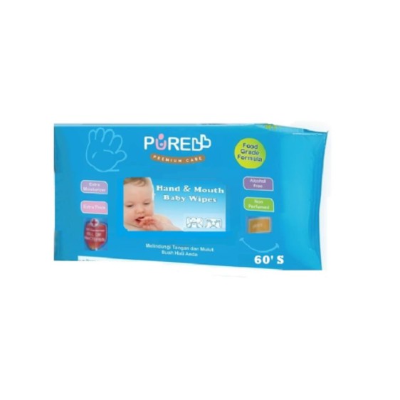 Pure Baby Wipes Hand &amp; Mouth 60`S Aloevera - Tissue Basah