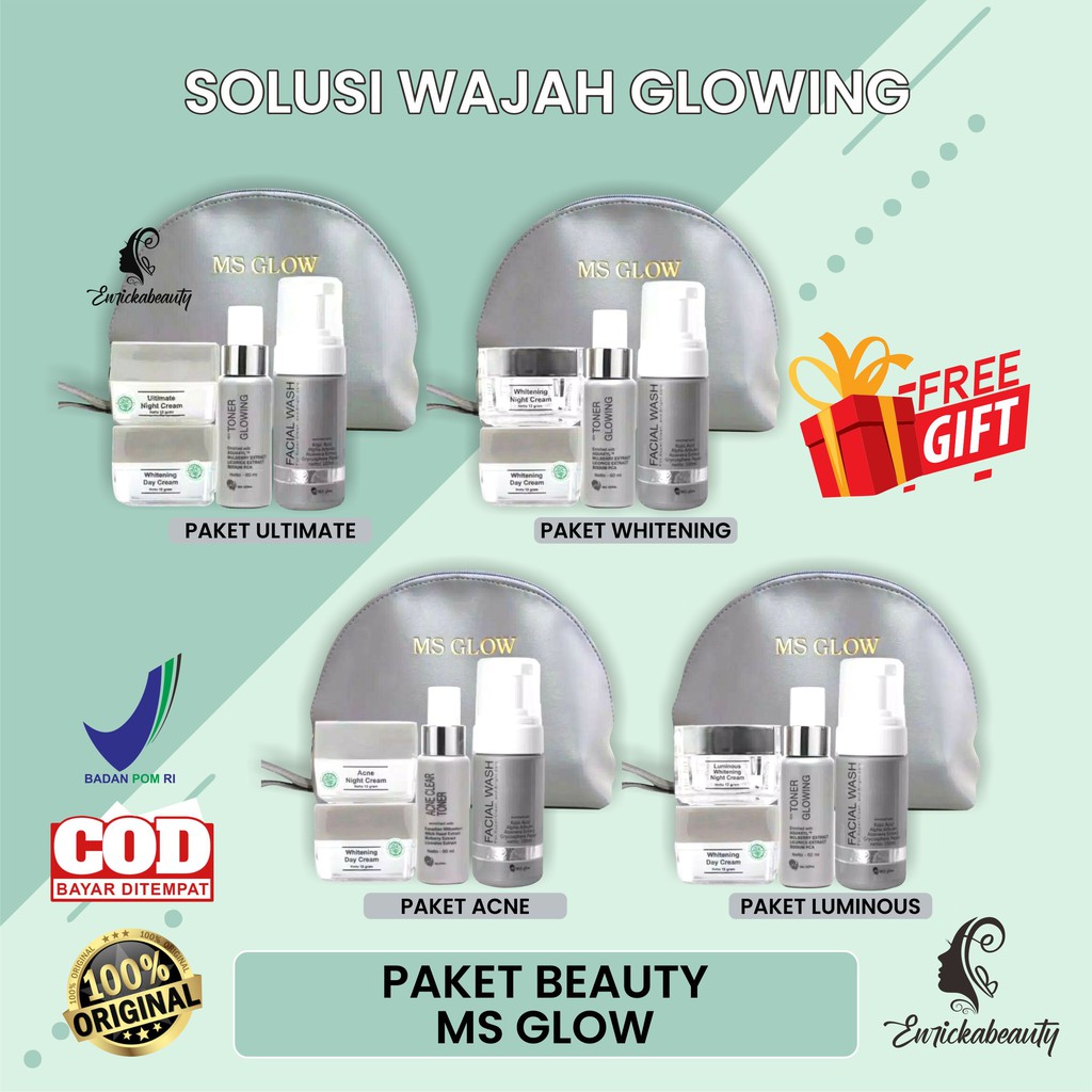 MS GLOW Ultimate flek hitam ms glow whitening pemutih ms glow acne jerawat Ms glow luminous msglow