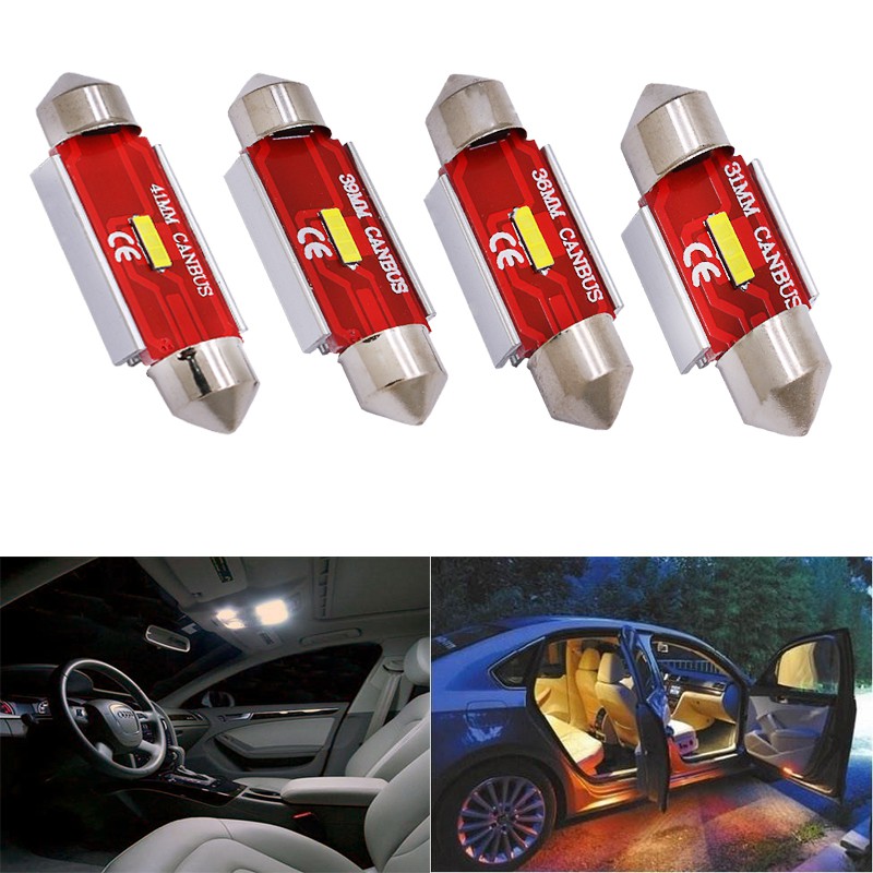 1Pc Lampu LED Interior Mobil T10 Festoon &amp; 31mm 41mm Indoor 1860