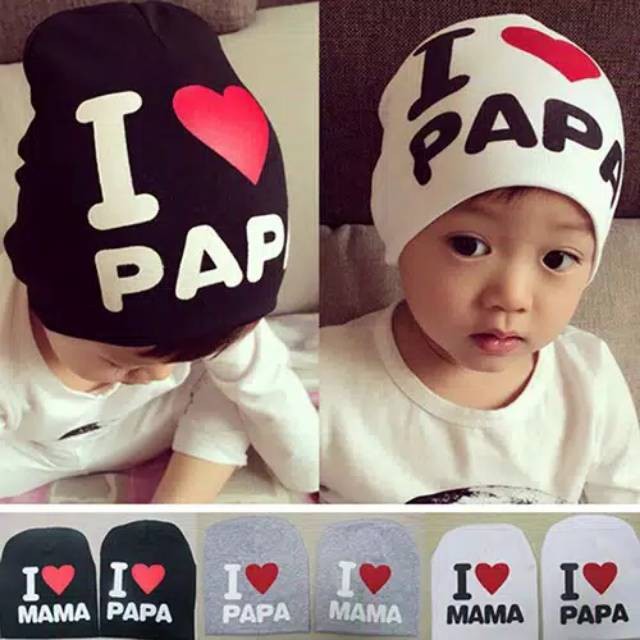 CHUBBI 17 Topi Kupluk Anak Laki Perempuan Love Papa Mama