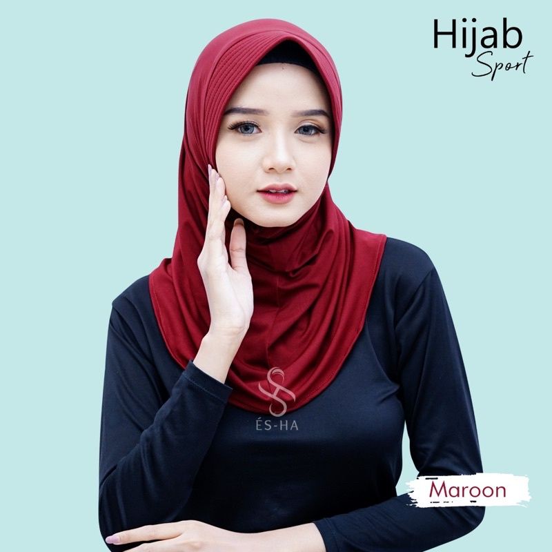 Hijab Sporty / Hijab Instant / Hijab Sport  Hijab Olah Raga Spandek Bergo Polos Linear 1-1