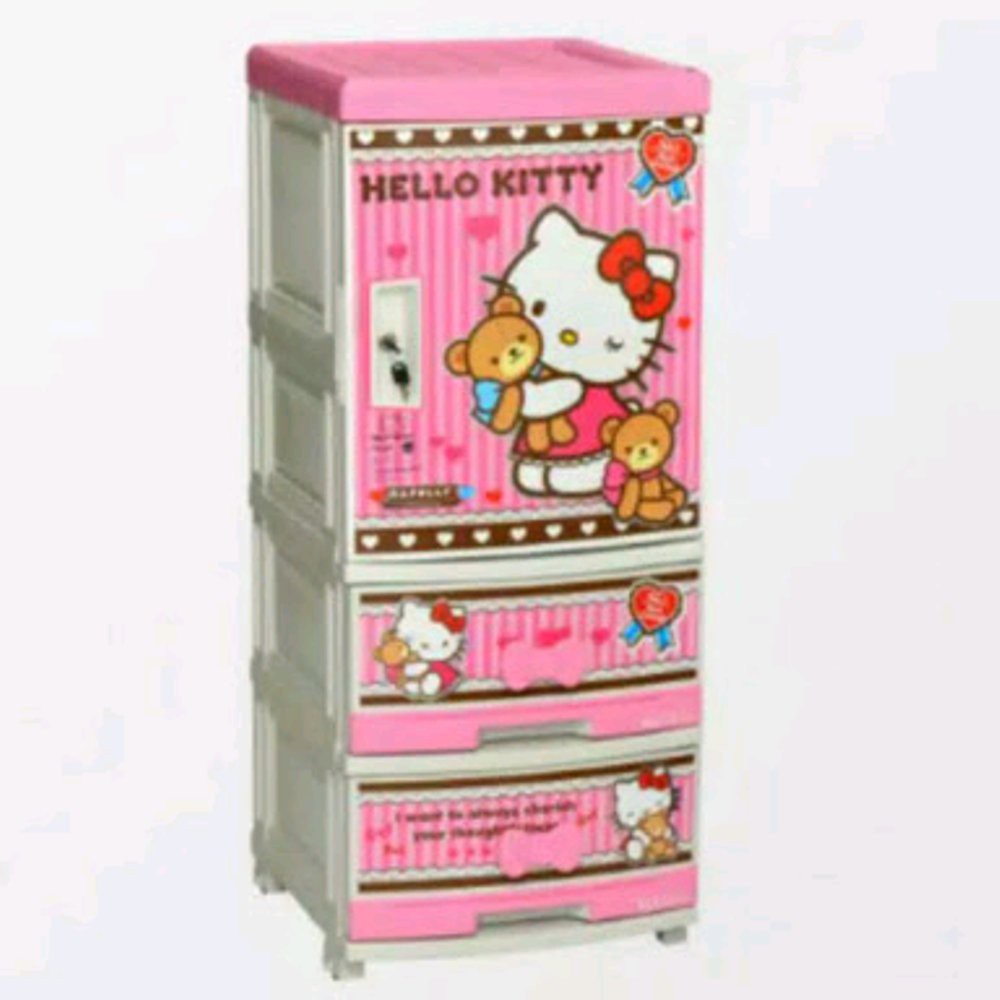 Lemari plastik  lemari pakaian plastik laci plastik serbaguna napolly Hello kitty susun 4
