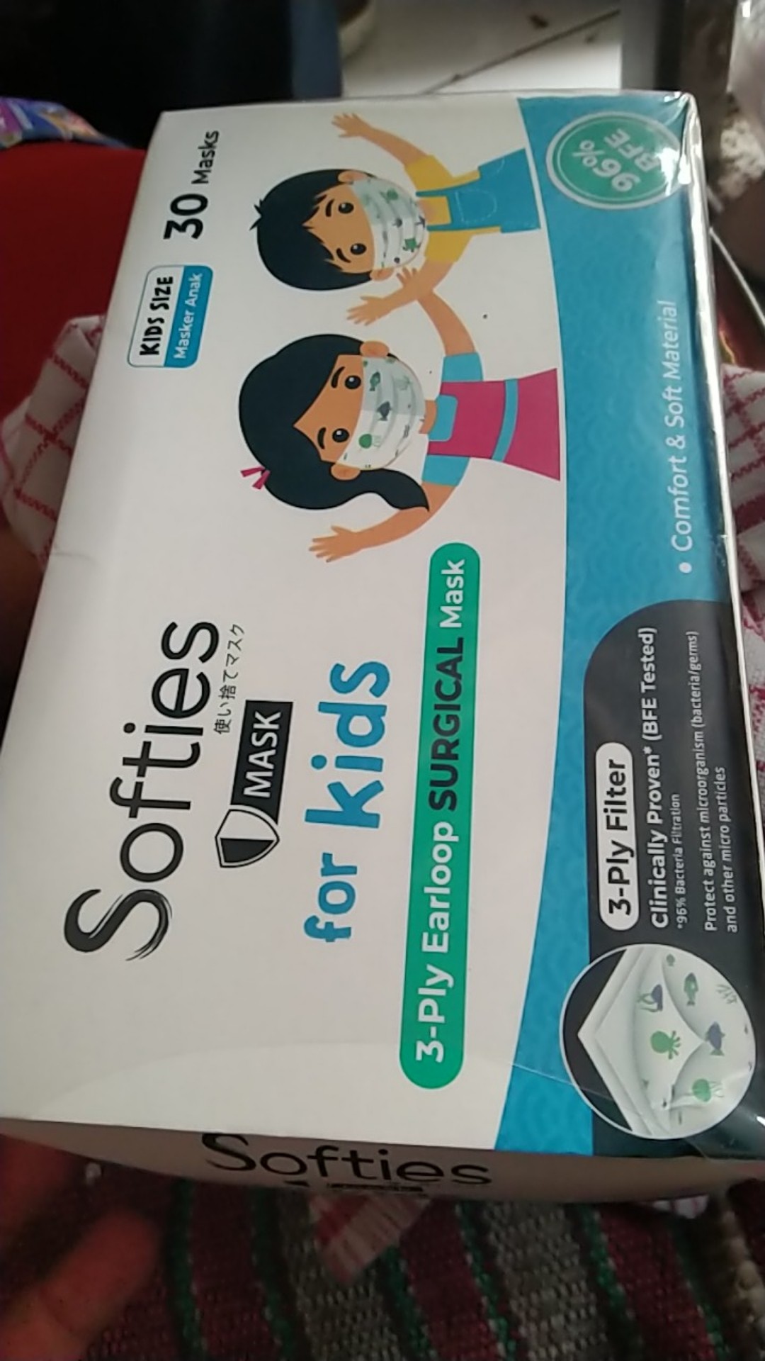 Masker Softies Daily Surgical Medis 30 Mask Wajah Polos Motif Earloop Anak Batik Parang Japanese