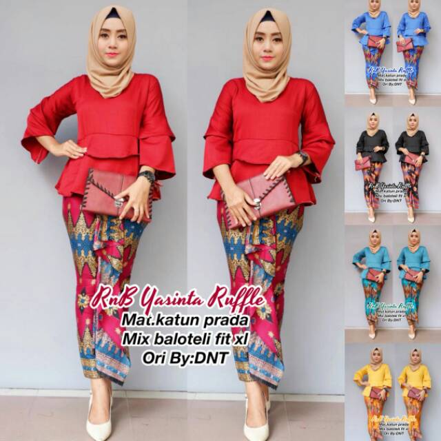 RnB Yasinta Ruffle rok lilit modern atasan kekinian blouse setelan batik modern