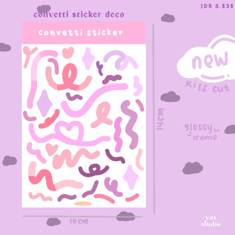 

[yastudio] convetti sticker | deco sticker planner, journaling, notes