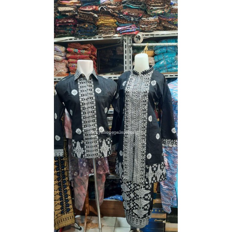 couple songket palembang (hitam silver) Mewah