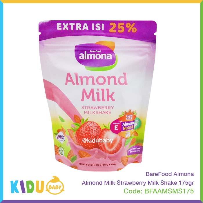 BareFood Almona Almond Milk French Vanilla Strawberry Milk Shake 175gr Susu Almon Kidu Baby