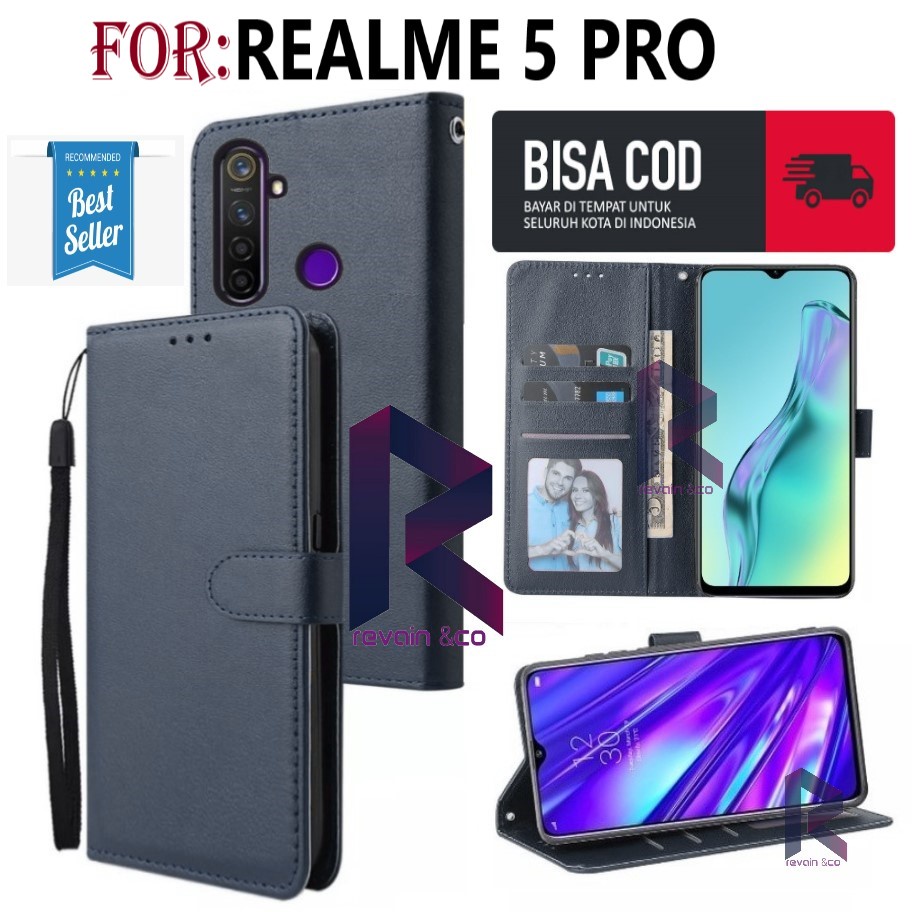 FLIP COVER REALME 5 PRO FLIP WALLET LEATHER KULIT PREMIUM SARUNG BUKA TUTUP KESING HP FLIP CASE REALME 5 PRO