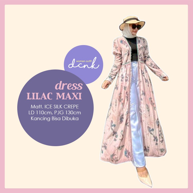 Dress Wanita Muslim LILAC MAXI OUTER Import Fashion Hijab