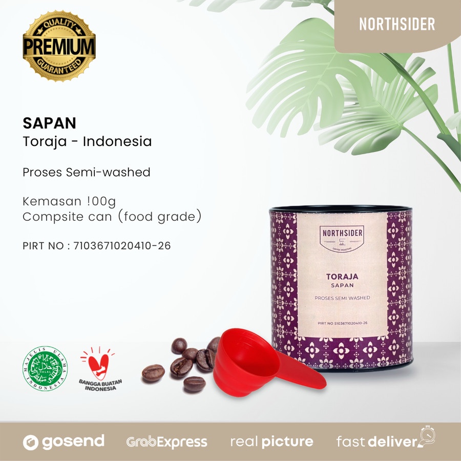 BIJI KOPI ARABIKA TORAJA SAPAN DRY HULLED - 100GR NORTHSIDER COFFEE
