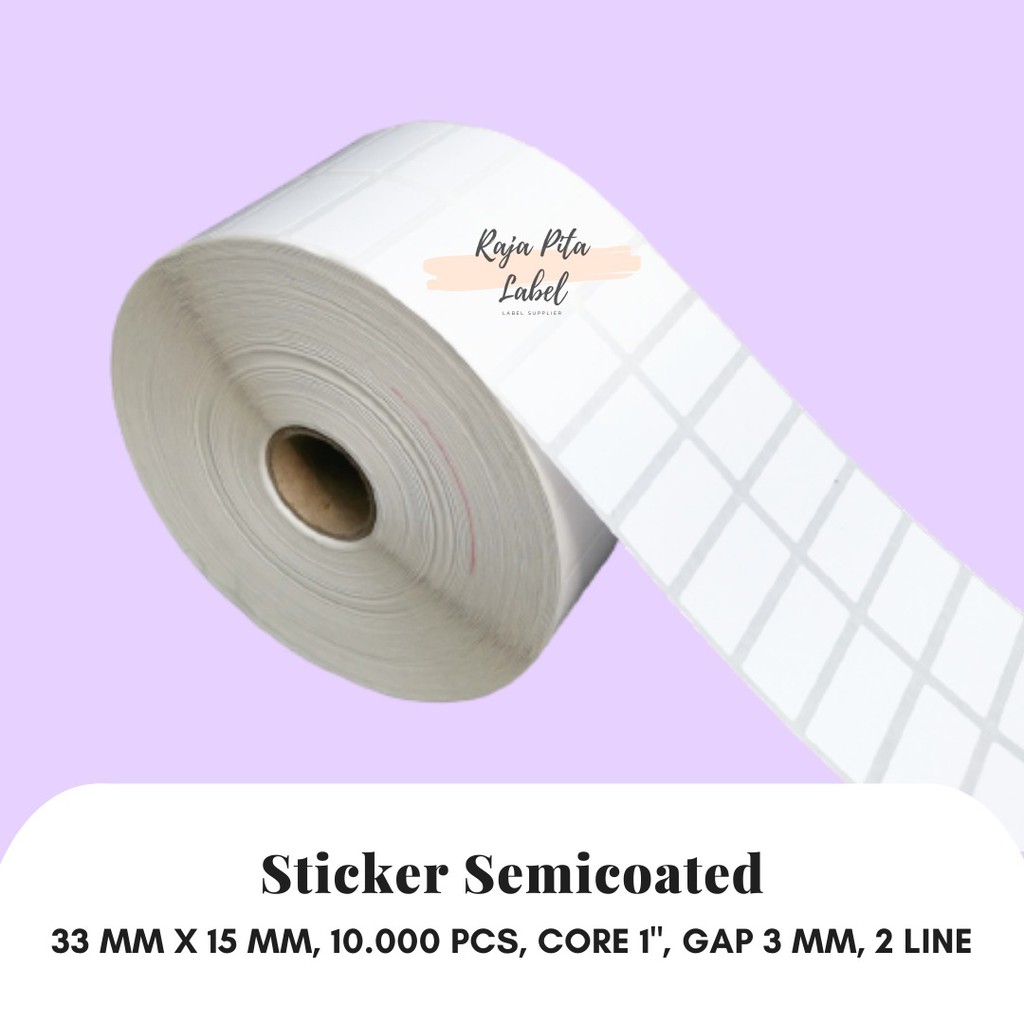 

TERMURAH!! Sticker Semicoated 33x15 mm, 2 line