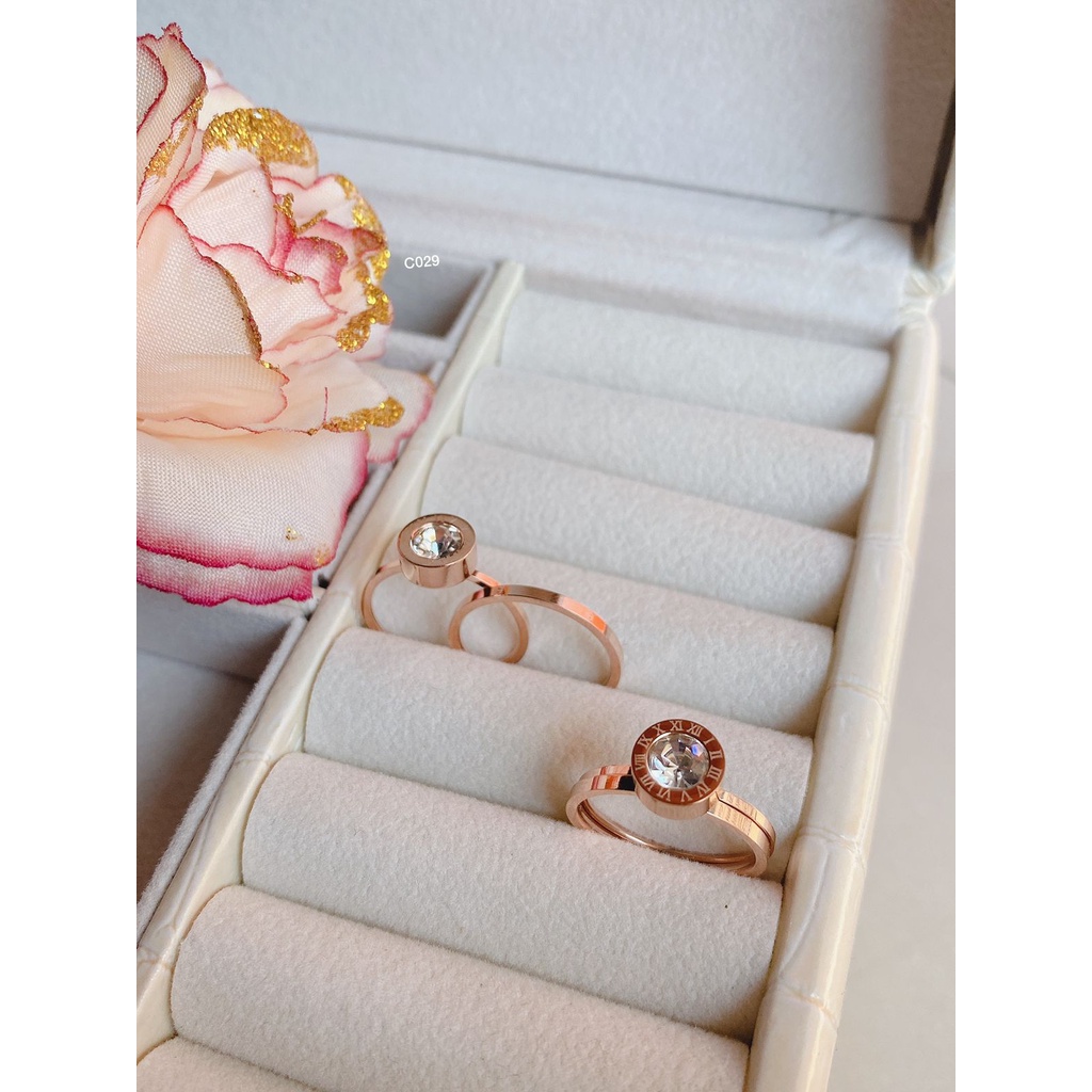 COD! cincin titanium wanita rosegold crtier anti karat / cincin isi 2 bvl import bestseller