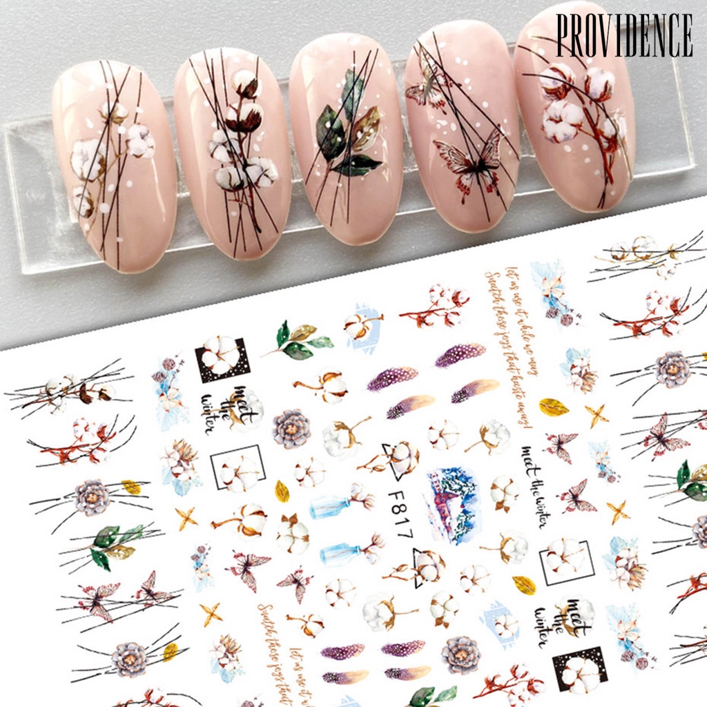 Providence Stiker Kuku 3d Motif Daun / Geometri Aksen Glitter Untuk Aksesoris Nail Art / Manicure